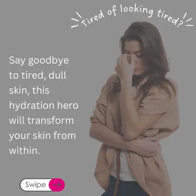 An infographic introducing Profhilo, a hydration hero treatment designed to combat tired, dull skin by working from within.