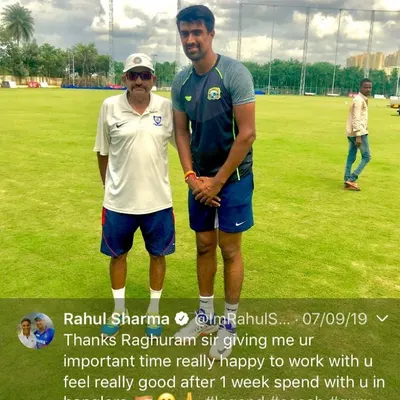 It is always a pleasure to work with dedicated professionals. Here I am with Indian cricketer Rahul Sharma after a productive week of fine-tuning his bowling action and biomechanics here in Bangalore.