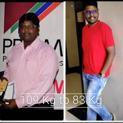 A significant weight loss journey from 109 kg to 83 kg. This client's success shows that a structured fitness program and consistent effort lead to life-changing results.