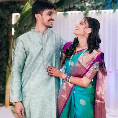 A sweet, candid moment between the couple. It's these unposed, natural interactions that we love to capture in our wedding films.