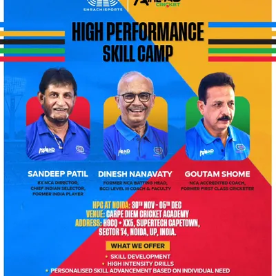 Learn from the legends. We host high-performance skill camps with some of the biggest names in Indian cricket, like former India player and chief selector Sandeep Patil, to give our players an unmatched edge.