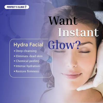 Want an instant glow? This graphic details the benefits of our Hydrafacial, which includes deep cleansing, eliminating dead skin, and intense hydration to restore firmness and radiance.