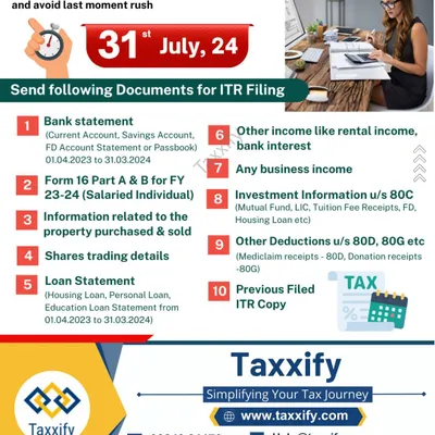 This is a comprehensive checklist of the documents required for filing your return for FY 23-24. It covers everything from bank statements and Form 16 to details on property, shares, loans, and other deductions, ensuring we have all the information for an accurate filing.