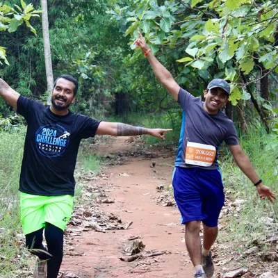 High spirits and good company on the Hennur trail. Our courses are designed not just for competition, but for creating shared experiences and memories with fellow runners.
