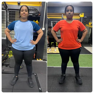 A front view of this client's two-month progression. Her stance is stronger and more confident, reflecting the hard work and discipline she put into her personal training and diet plan.