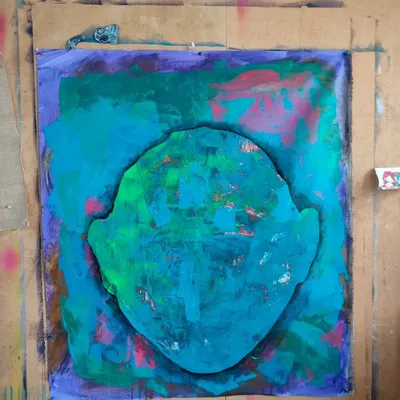 "The Head of a Child." I painted this because I couldn't unsee the horror. No argument or religion is worth a child's life. This is my response to the ongoing genocide.