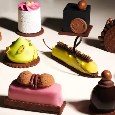 A stunning array of entremets and pastries I shot for Morde Chocolate, showcased at the AAHAR 2025 expo. This image demonstrates my ability to capture a wide range of complex, high-end desserts in a single, impactful shot.