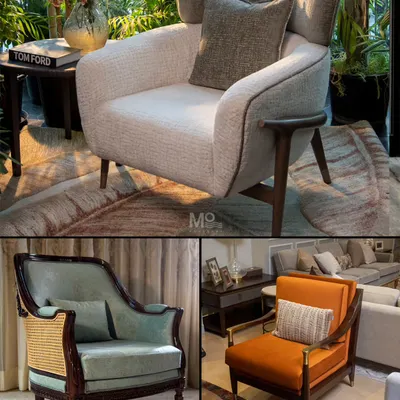 A collage showcasing the diversity of our armchair collection. From the mid-century inspired wingback to the classic form with cane detailing, each piece is designed with sculptural silhouettes and timeless proportions to redefine the art of seating.