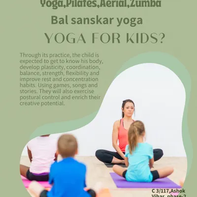 This poster explains my approach to Bal Sanskar Yoga for kids. I use games, songs, and stories to teach children about their bodies, improve coordination and flexibility, and enrich their creative potential in a calm, supportive environment.