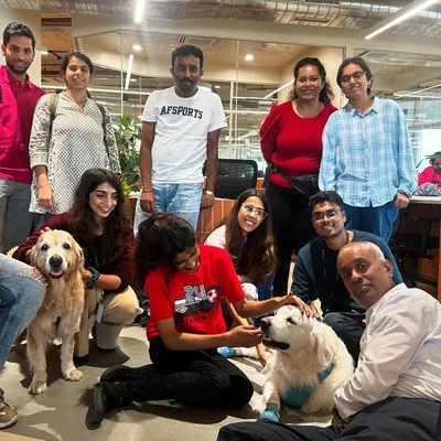 Coco and Ginger with the team at Leo Burnett's Bangalore office. It was a wonderful day of pets, smiles, and positive interactions.