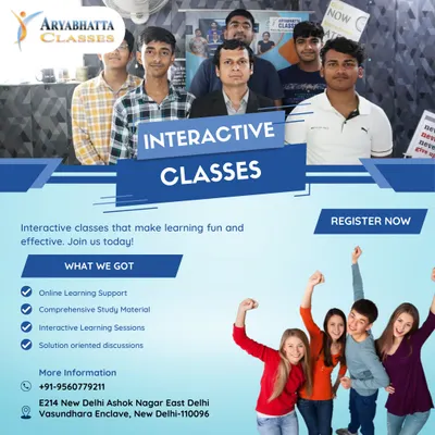 Our interactive classes make learning effective and fun. This graphic highlights our online support, comprehensive study material, and solution-oriented discussions.