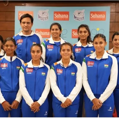 With my teammates for the Indian Billie Jean King Cup. Being part of this team and representing India on the world stage is an incredible feeling of pride and responsibility.