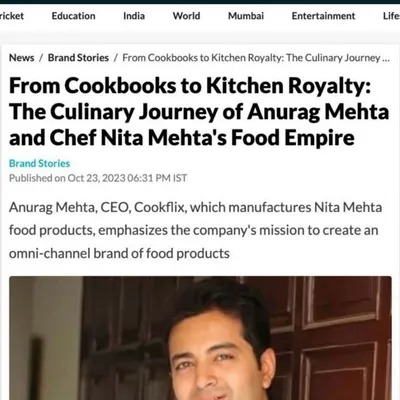 I am proud to share this feature in the Hindustan Times about the culinary journey of my family and the food empire built by Chef Nita Mehta and her son, Anurag Mehta.