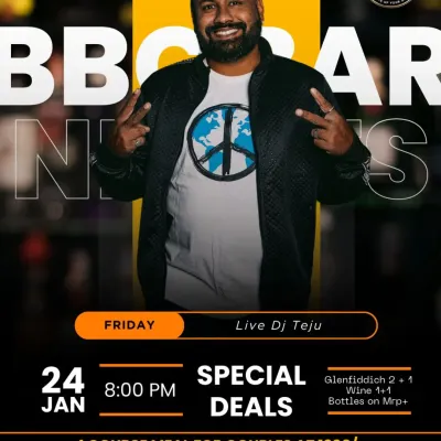 A flyer for one of my regular Friday "BBC Bar Nights" at Brunch Bar Cafe in Thane, advertising special deals to draw in the crowd.