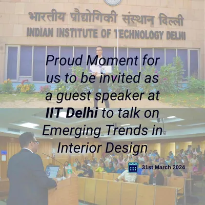 I am passionate about sharing my knowledge on the future of home technology. It was a proud moment for me to be invited as a guest speaker at IIT Delhi to discuss emerging trends in interior design and smart home automation.