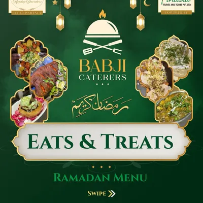 Our full 'Eats & Treats' Ramadan menu cover. This is your guide to an unforgettable Iftar feast, featuring a mix of Mughlai, Tandoori, and Chinese-inspired dishes.