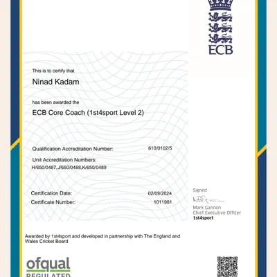 We are proud to announce that our Head Coach, Ninad Kadam, is now ECB Level 2 certified. This commitment to continuous learning ensures we bring world-class coaching techniques to our players right here in Mumbai.