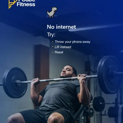 A graphic reminding you to ditch the phone and lift instead, featuring a man performing an incline barbell press.