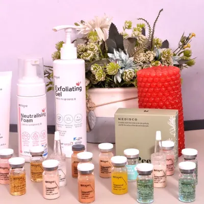 This is my professional setup for a BB Glow and Microneedling treatment. I use a complete protocol that includes gentle exfoliation, a neutralizing foam, and a curated selection of premium ampoules to ensure safe, effective, and dermatology-grade results.