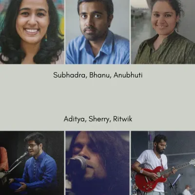 A collage of some of our talented faculty members: Subhadra, Bhanu, Anubhuti, Aditya, Sherry, and Ritwik. We are grateful for their wisdom and passion.