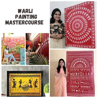 My Warli Painting Mastercourse is designed for everyone, from absolute beginners to advanced artists. This collage shows the variety of projects you can learn, from wall murals to canvas art.