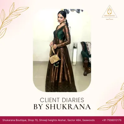 A client celebrating Diwali in a custom Anarkali I created by transforming one of her old sarees. I love giving cherished fabrics a new life.
