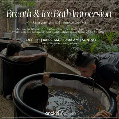 Our facilitator Rumi guides participants through a breath and ice bath immersion. This is an advanced practice for resetting your system and strengthening your will, blending cold therapy with conscious breathing.