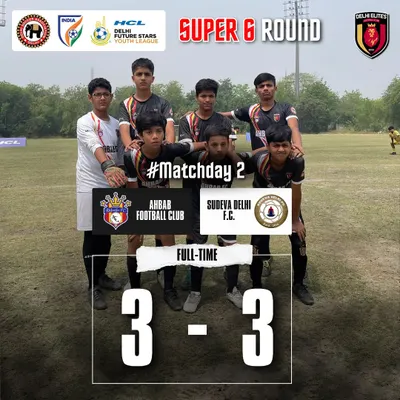 Matchday 2 of the Super 6 Round in the HCL Youth League ended in a thrilling 3-3 draw against Sudeva Delhi FC.