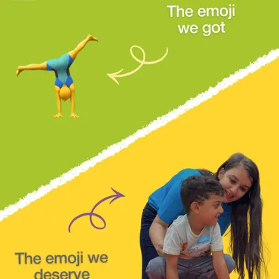 We think this emoji is a much better fit for the real, hands-on, and sometimes messy work of learning gymnastics. It's all about guided effort and happy achievements.