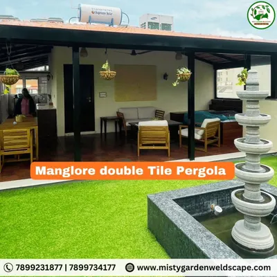 We build a variety of pergolas to suit different needs and styles. This Mangalore double tile pergola offers a traditional look with excellent heat insulation, perfect for creating a shaded outdoor living room.