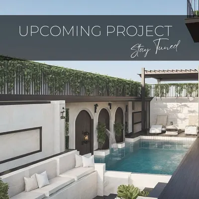 An upcoming project featuring a stunning poolside oasis. We designed this space with built-in seating, lush greenery, and elegant archways to create a sense of tranquility and escape in the heart of Bangalore.