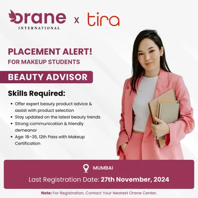Your career starts here. This is an example of the placement opportunities I provide, connecting my certified makeup students with leading brands like Tira for roles like Beauty Advisor.