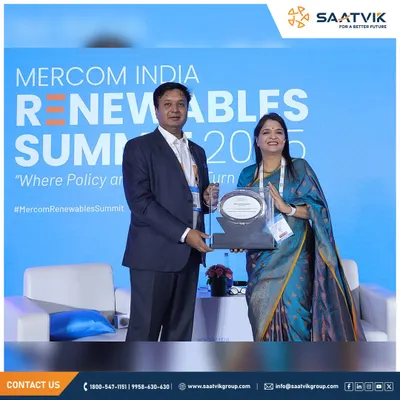 Our CEO, Mr. Prashant Mathur, receiving an award at the Mercom India Renewables Summit 2025. We are proud to contribute to the conversations shaping India's clean energy policies.