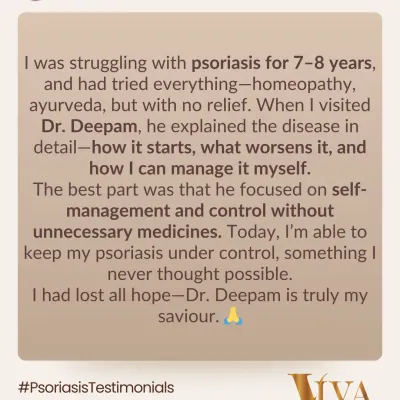 This patient struggled with psoriasis for 7-8 years, trying everything without relief. He shares how my focus on education and self-management helped him get his condition under control, restoring the hope he had lost.