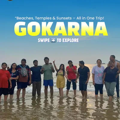 This is what a weekend with us in Gokarna looks like. A happy group enjoying the waves after a rewarding beach trek.