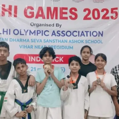 The whole team celebrating our success at the Delhi Olympic Games 2025. The spirit of Team Prahar is unmatched.