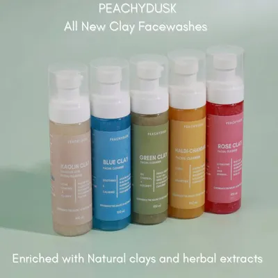 I'm so excited to introduce my all-new clay facewashes. Enriched with natural clays and herbal extracts, they come in five variants: Kaolin, Blue, Green, Haldi Chandan, and Rose.