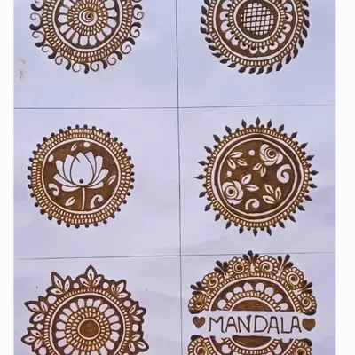 I love practicing and exploring different mandala designs on paper. This sheet shows a few variations, from simple floral mandalas to more complex ones with space for personalization.