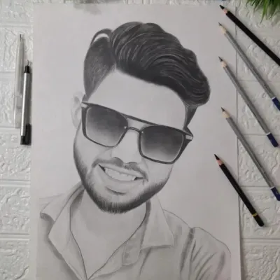 A cool and confident A4 portrait commission. I enjoyed capturing the crisp hairstyle and the reflection in the sunglasses.