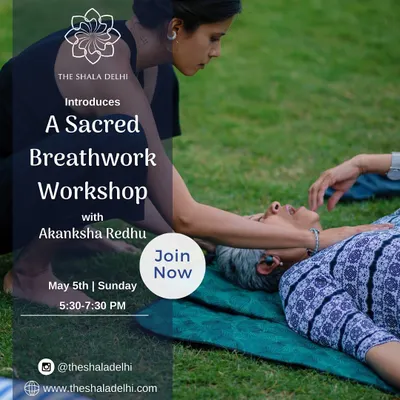 Join our sacred breathwork workshops to journey inward. This flyer gives you a glimpse into our transformative sessions designed to help you release stress and connect with your higher self.