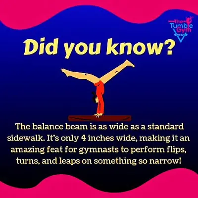 Did you know the balance beam is only 4 inches wide? Performing flips and turns on such a narrow surface is an amazing display of focus and balance that our gymnasts work hard to master.