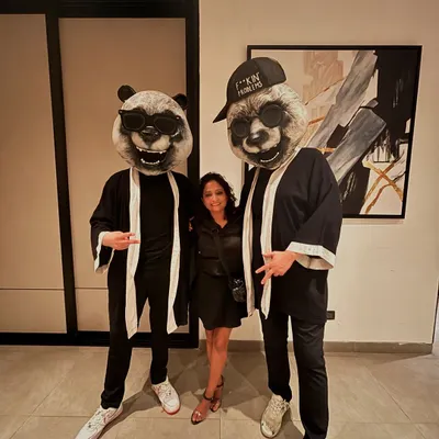 Hanging out with the awesome duo 'The Suit and Panda'. Collaborating and connecting with other artists is one of the best parts of this journey.