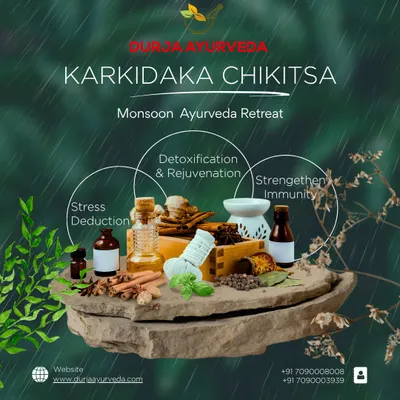 Karkidaka Chikitsa is our monsoon Ayurveda retreat. This image showcases the natural ingredients used in our therapies for stress reduction, detoxification, and strengthening immunity.