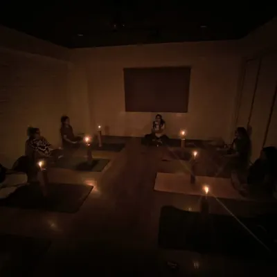 A serene Tratak, or candle-gazing, session for our prenatal yoga class. This practice helps expecting mothers cultivate inner calm, sharpen focus, and build a deeper bond with their babies in a peaceful, meditative environment.