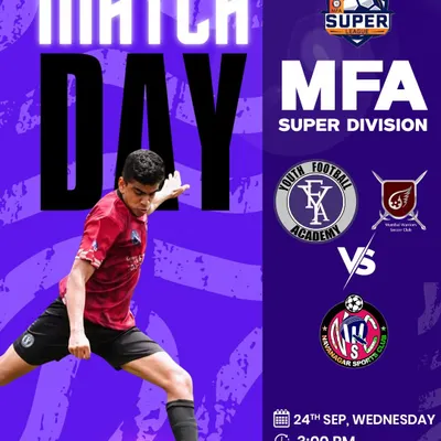 Matchday announcement for the MFA Super Division. Competing at this level is a key part of our players' development.
