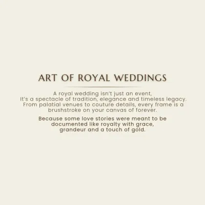 Not just a venue, a Palace. Not just a wedding, a Royal affair. Captured with the detail, depth, and drama that your story deserves.