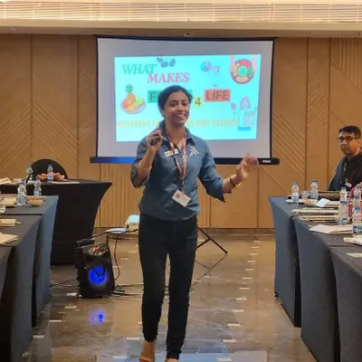 Here I am, speaking at an event about what makes my approach at Foods4Life different. I love sharing my knowledge and helping people understand the power of nutrition.