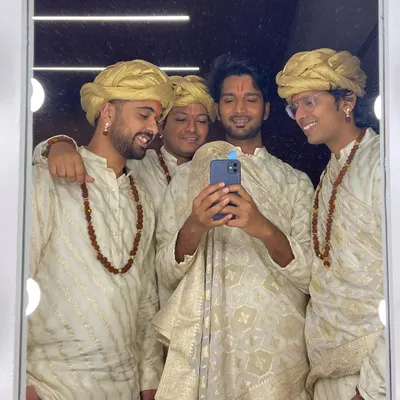 A behind-the-scenes mirror selfie with my fellow musicians at the Anant Ambani and Radhika Merchant wedding. It was an honor to be part of such a grand celebration.