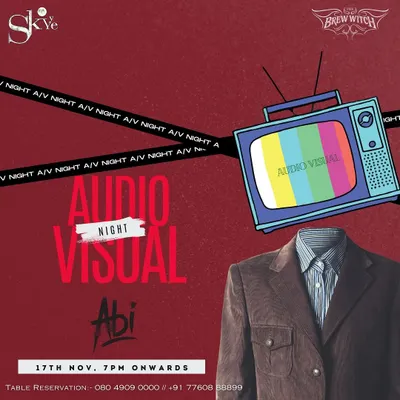 This poster for my Audio Visual Night at Skye Lounge highlights my VDJ capabilities. I bring this same technology and skill to corporate events, projecting synchronized music videos to enhance the party atmosphere.