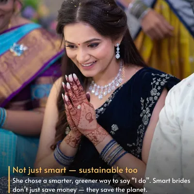 Not Just Smart, Sustainable Too. This bride chose a smarter, greener way to say "I do." By renting her outfit, she not only saved money but also made a positive impact on the planet.